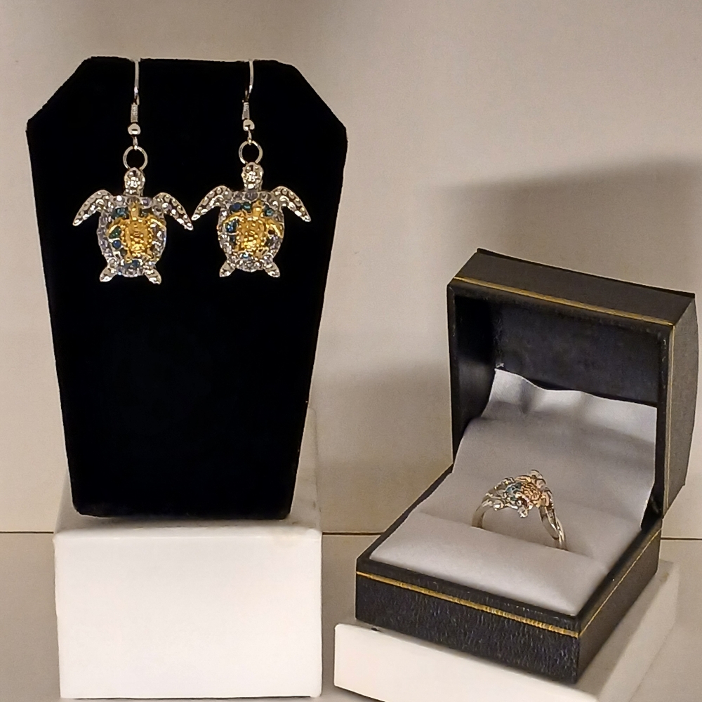 Turtle Ring with matching Earrings